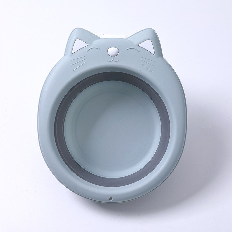 Lavabo Portable pliable en forme de chat, 1 pièce, Adorable lavabo pliant, dessin animé: blue