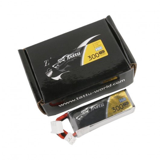 Tattu-batterie Tattu 300mAh 7.6V 75C 2S1P 2S Lipo avec connecteur JST PHR JST-PHR