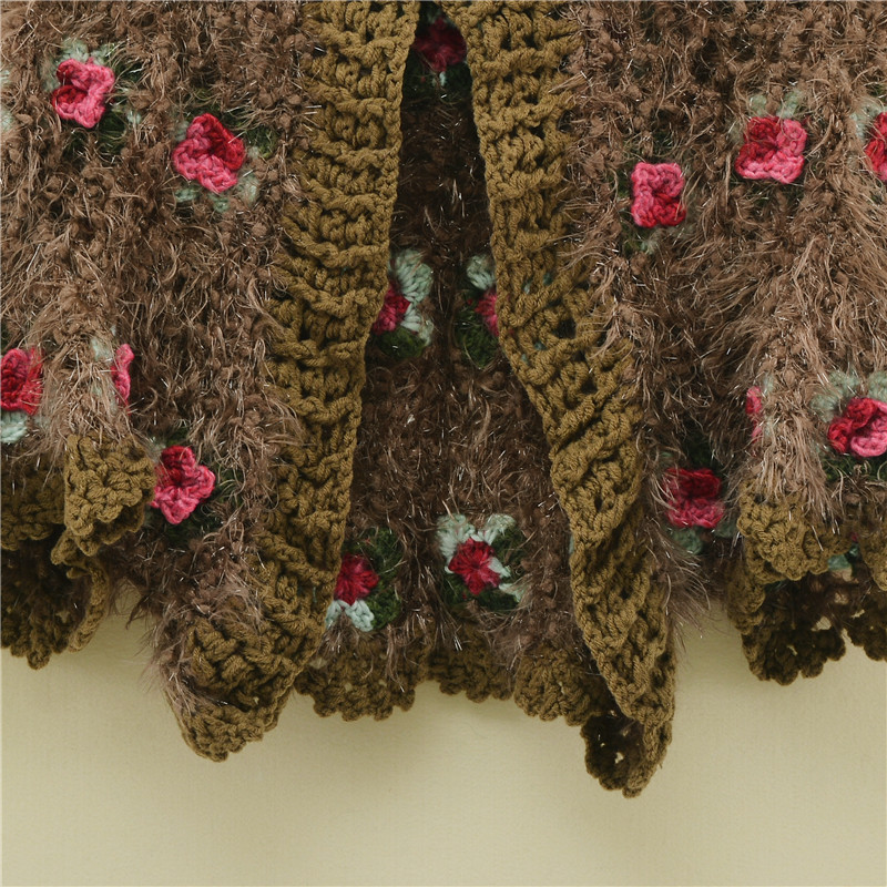 Pull femme à capuche, Cape fleurie, enveloppe, Cape Crochet, fait à la main, collection automne hiver