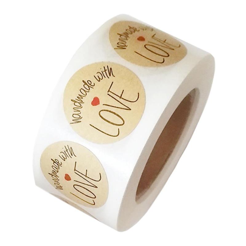 500 Labels/Roll Handmade Cake Packaging Sealing Label Kraft Sticker Baking DIY Stickers Scrapbooking Baking Decoration