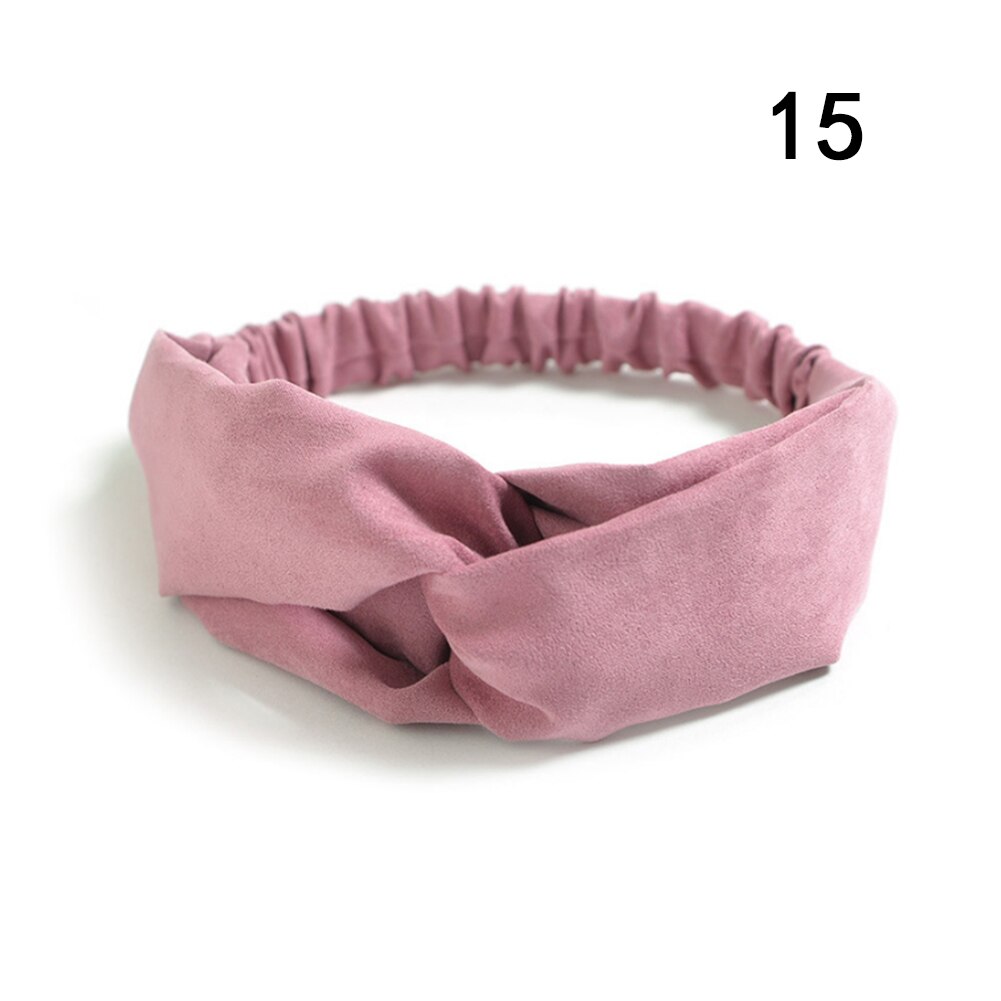 Suede Twist Tulband Vrouwen Haarband Bows Elastische Hoofddoek Sport Haarbanden Head Band Knoop Hoofdband Voor Meisjes Hoofddeksels Headwrap: 15
