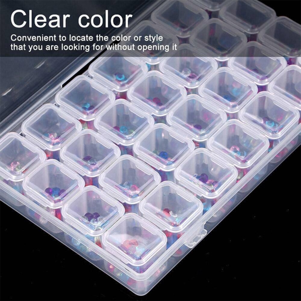 Visible 28 Square Grid Transparent Storage Box Thick 28 Cells Transparent Useful Storage Plastic