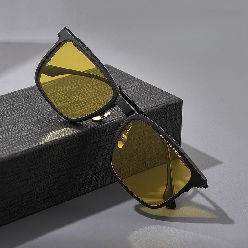 YIMARUILI, gafas con Clip magnético polarizado a la TR90, gafas graduadas ópticas cuadradas Retro de titanio puro, montura para hombres