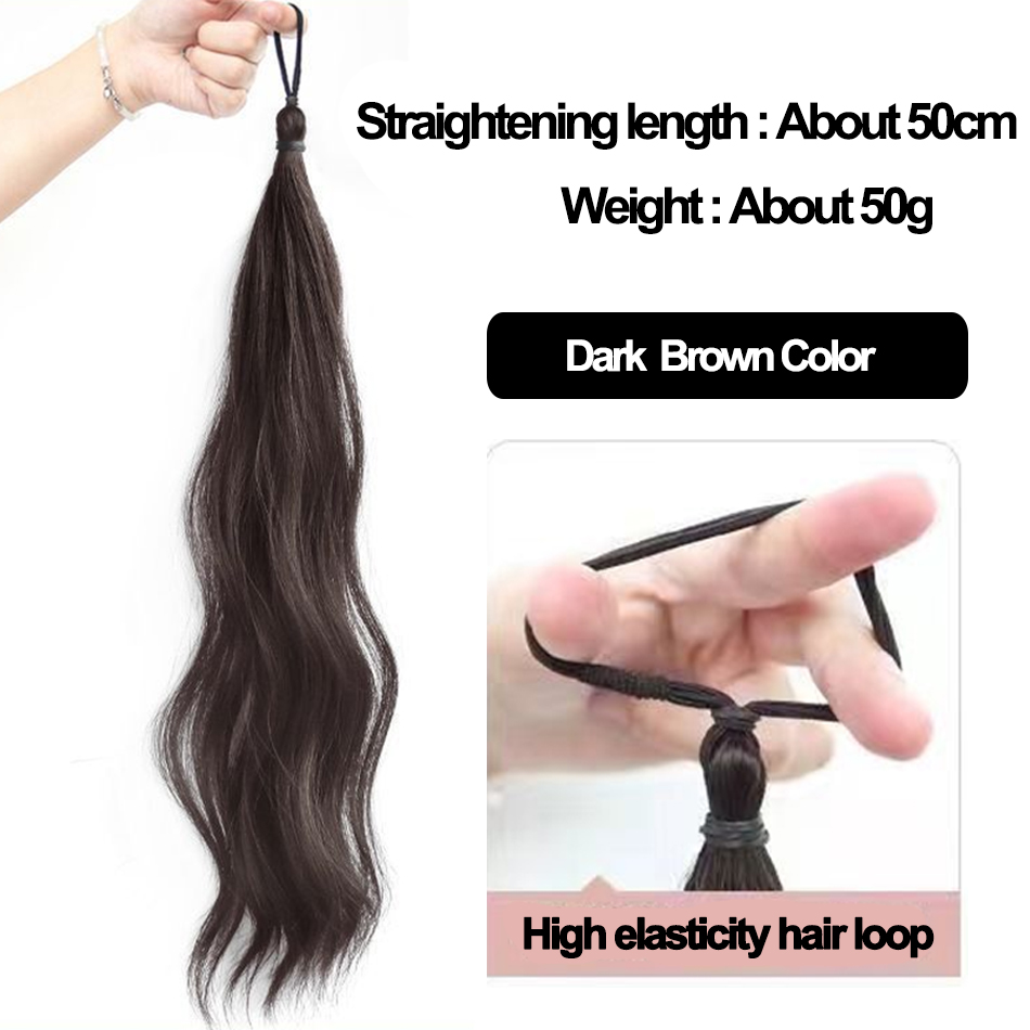 Paquete de pelo sintético de 50cm con lazo elástico, moño de pelo DIY, cola de caballo para aumentar el cabello, peluca con cabeza de bola Natural esponjosa: Verde