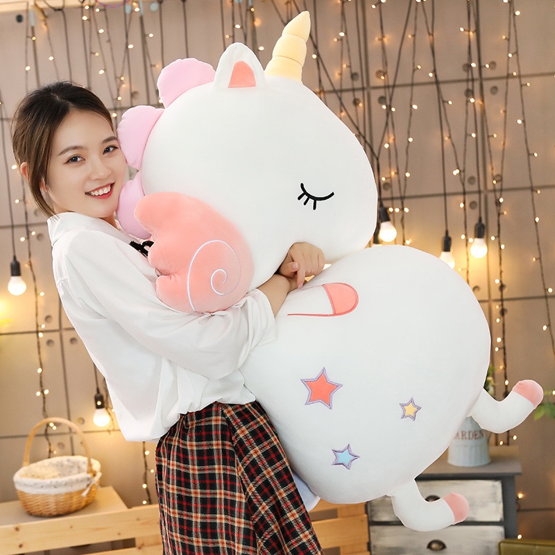 GRAN suave unicornio de peluche de juguete sofá almohada manta niña juguete de decoración del hogar para niños