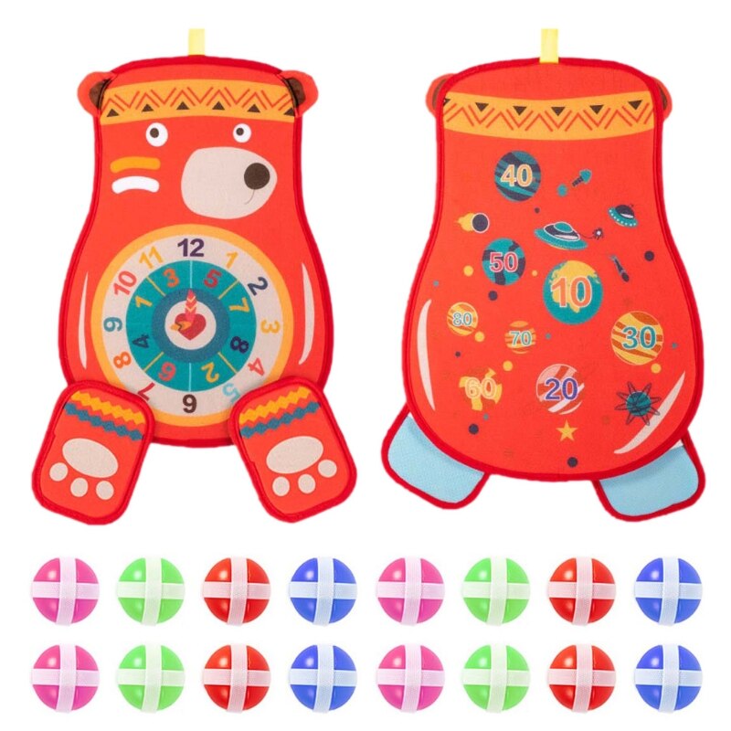 Dubbelzijdig cartoon dartbord voor kinderen, kleuterschool, gooien met 8/16 kleverige ballen, indoor sportspeelgoed, interactief dartbord: Rb