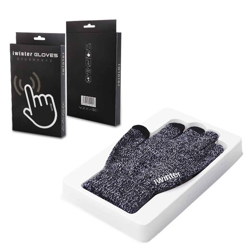 Letter Winter Gloves Women Men Knitted Gloves Thermal Touch Screen Black Gloves Men Mittens Thermal Knit Warm Glove: White