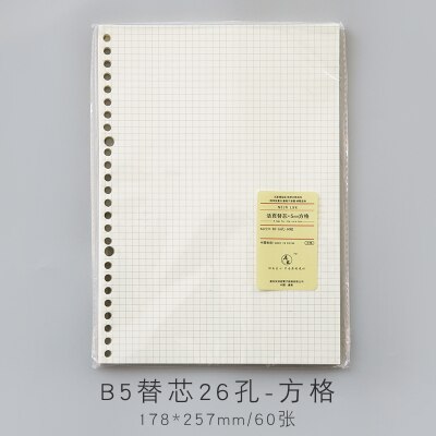 A5 20 Holes B5 26 Holes Notebook Filler Paper Spiral Journal Planner Inner Pages Dotted Grid Blank Cornell PP Spiral Cover: B5 grid