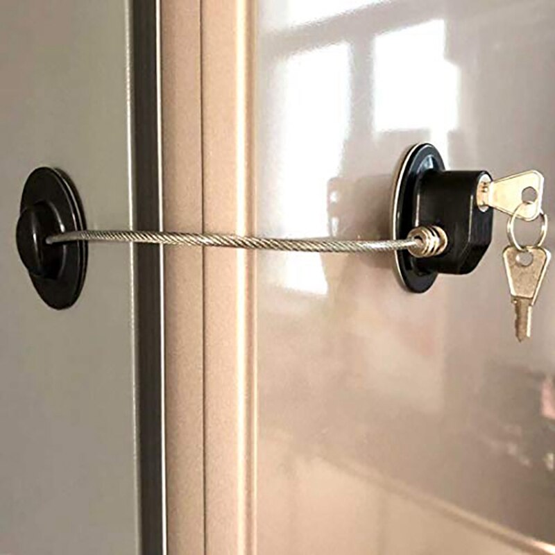 2 Pieces Refrigerator Door Lock Strong Adhesive Freezer Door Lock File Drawer Lock Child Safety Cupboard Lock with Key