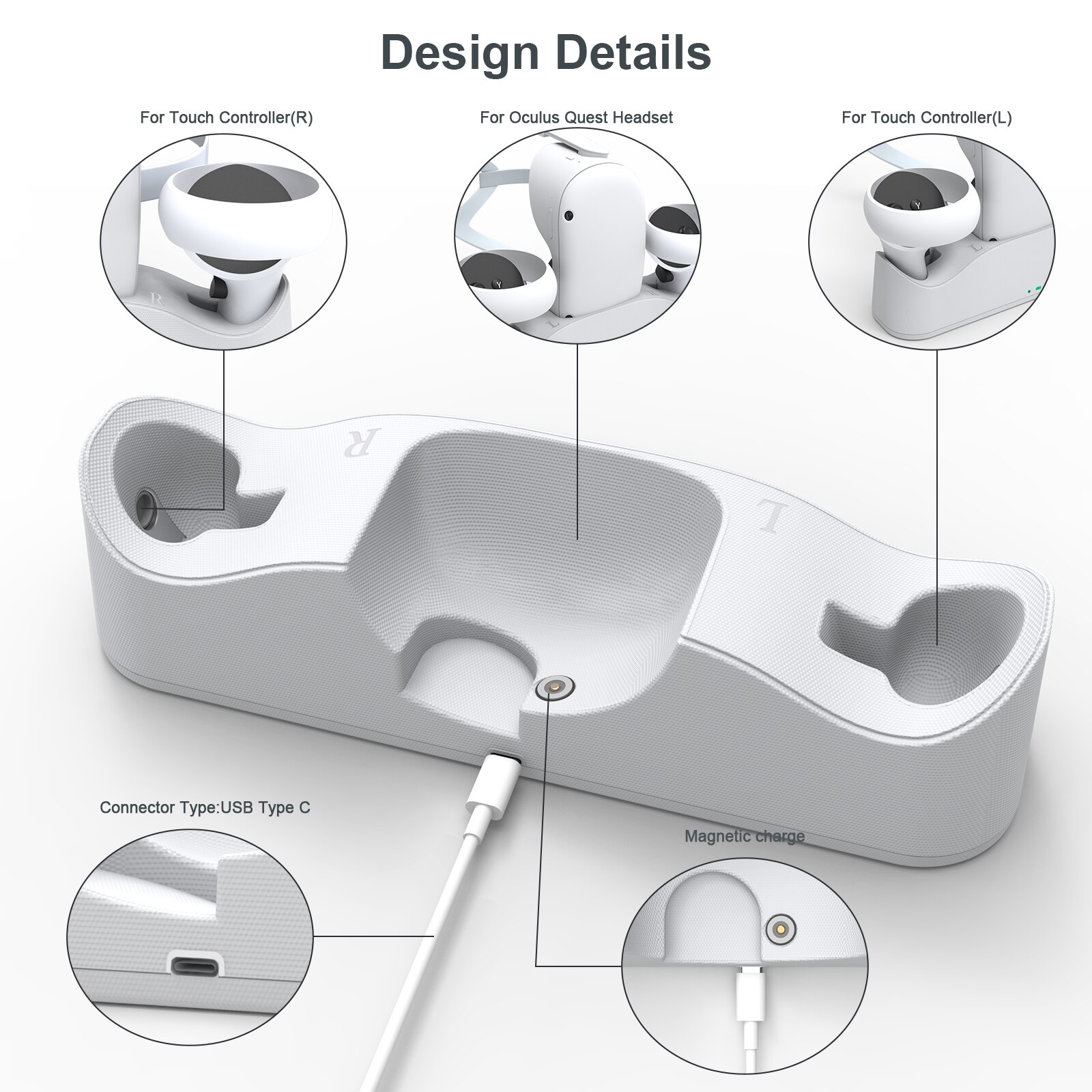 Doppelladestation für 1pc gamepads, oculus quest 2 vr controller, aufbewahrungsmöglichkeit für controller, ladebasis für vr quest 2 zubehör