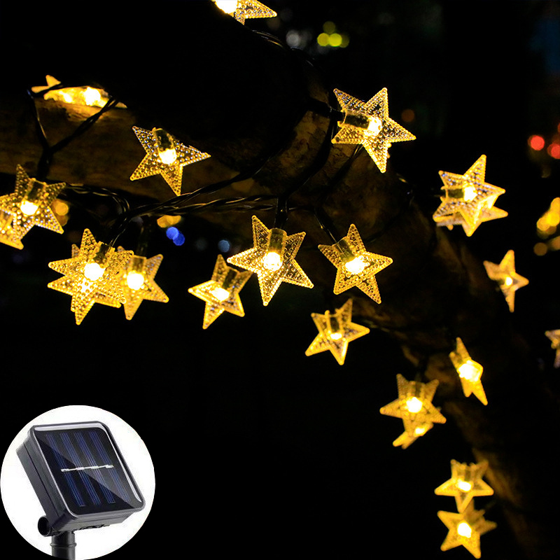 12M 7M 5M Solar Stern Lampe Outdoor Garten Girlanden Fee Funkeln LED Lichterkette für Weihnachten baum Hochzeit Party Dekoration