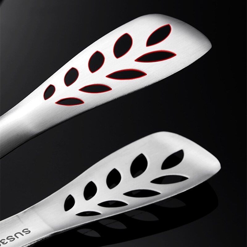 Leaves Hollow Shape Food Tongs Steak Bread Meat Clip Stainless Steel Barbecue Clamp Home Cooking Tools Kitchen Accessories
