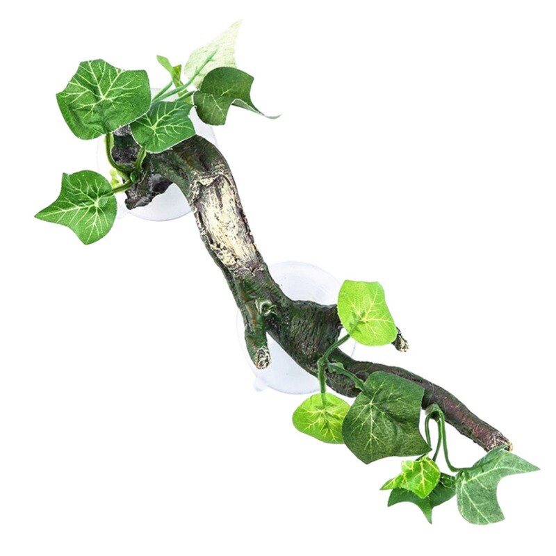 Reptiel Hoek Tak Terrarium Plant Decoratie Met Zuignap Voor Amfibie Hagedis Snake Klimmen Dierbenodigdheden Dropshiping