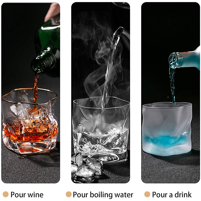 Irregular Shape Whiskey Glasses Artwork Wrinkle Whiskey Cognac Brandy Snifters Cup XO Tumbler Crystal Whiskey Glasses