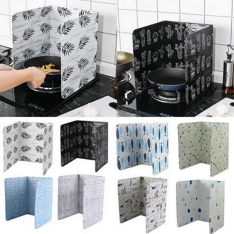 Deflector para estufa de Gas de cocina, escudo térmico de placa deflectora de aceite con papel de aluminio, resistente a altas temperaturas y fácil de limpiar