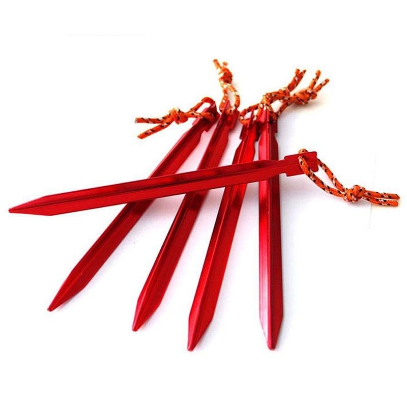 Zeltheringe, rhombische zeltheringe, 7 cm, ultraleichter aluminium-camping-wanderhering mit zugschnüren und tasche,  of 10,er- pack, rot