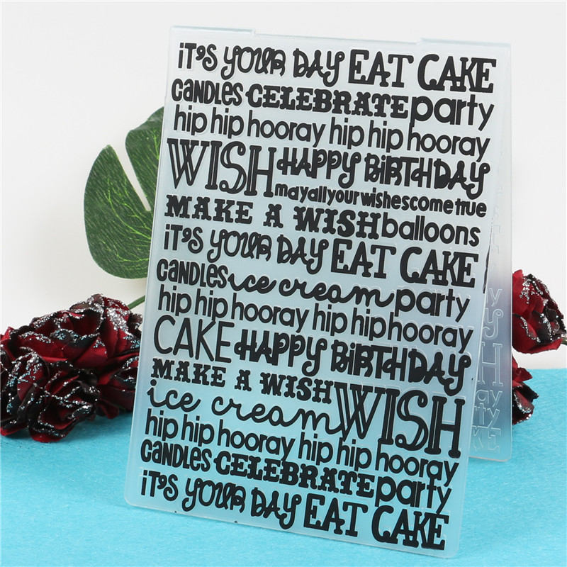 Happy Birthday Stamps Plastic Embossing Folder Template For Scrapbooking Photo Album Paper Card Making: happy birthday