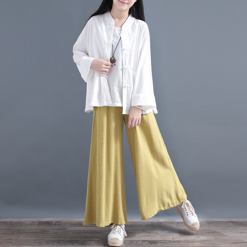 Traditional Chinese Clothing For Women Blouse Stand Collar Chinese Mandarin Jacket Linen Pocket Shirt Ladies Chinese Tops FF2466