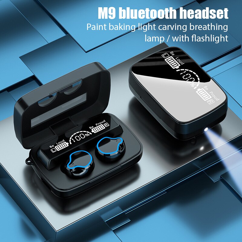 Tws Koptelefoon Draadloze Bluetooth 5.1 M9 Mini Oordopjes Headsets 9D Surround Sound Hoofdtelefoon Lichtgewicht Comfortabele Oortelefoon