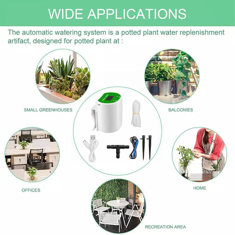 3.7V ABS Rechargeable Lithium Battery Indoor Automatic Watering System Drip Irrigation Kit For Home, Garden,balcony Q8V6