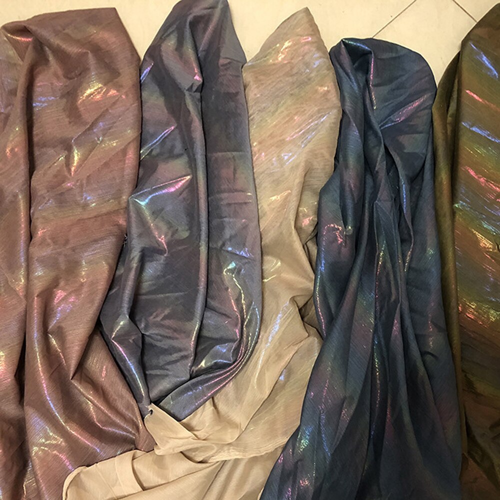 Holografisk regnbue chiffon stof reflekterende gradient ombre til han kinesisk kostume tørklæde gardin tøj til sommer