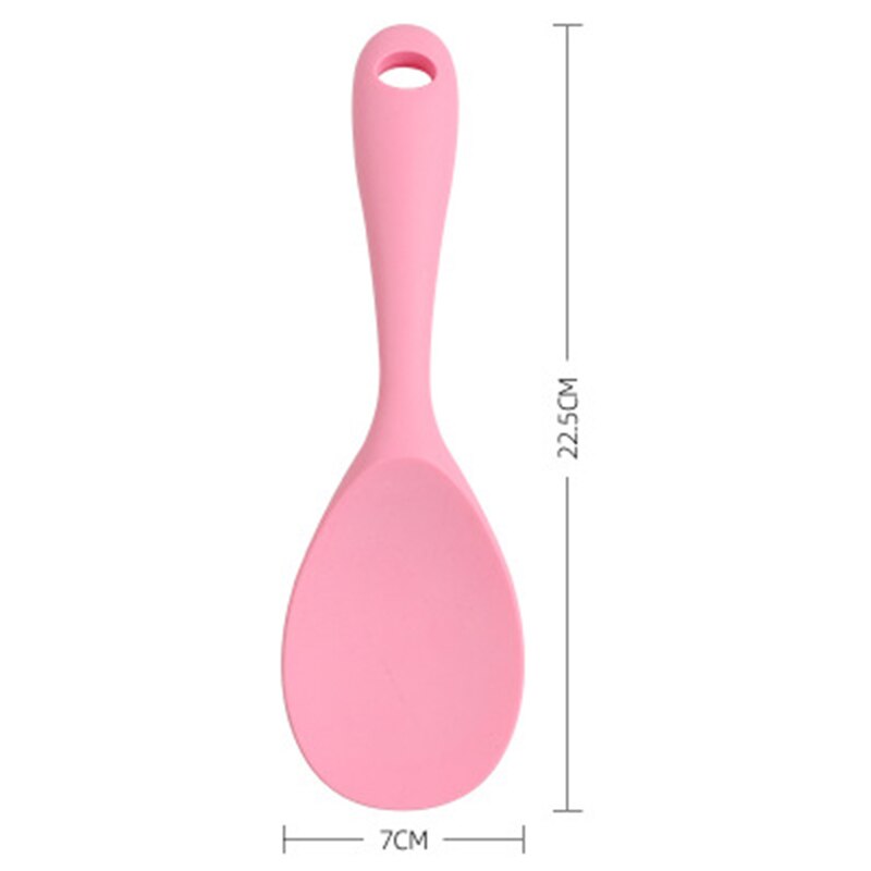 Silicone Spoon Anti-scalding Translucent Colorful Rice Scoop Heat Resistant Non-stick Rice Cooker Tableware Kitchen Cooking Tool: A-Rose red