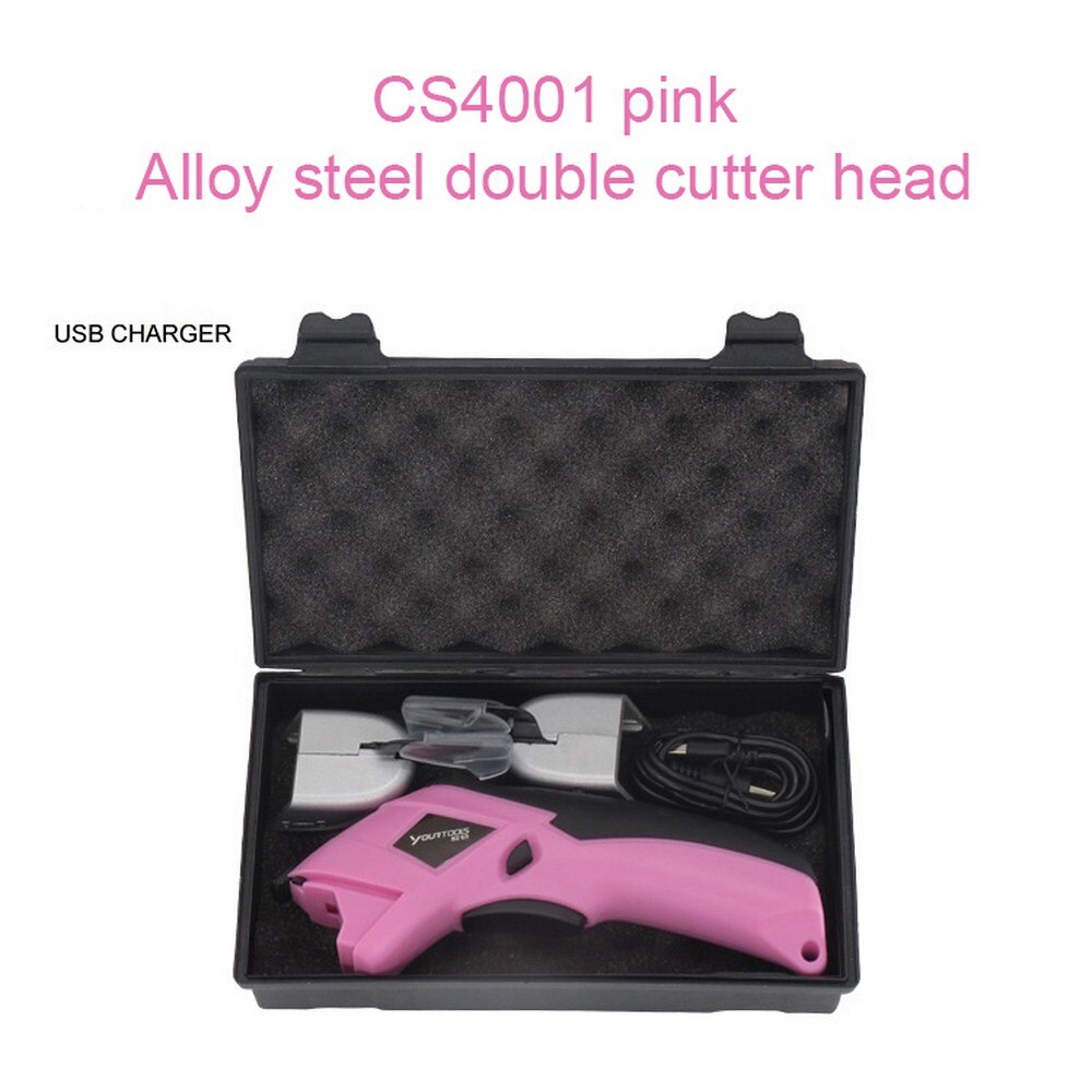 220V 20W Elektrische Schaar Auto Cutter Cordless Kleermakers Schaar Oplaadbare Voor Snijden Kledingstuk Stof Draagbare Stalen Kop: Pink