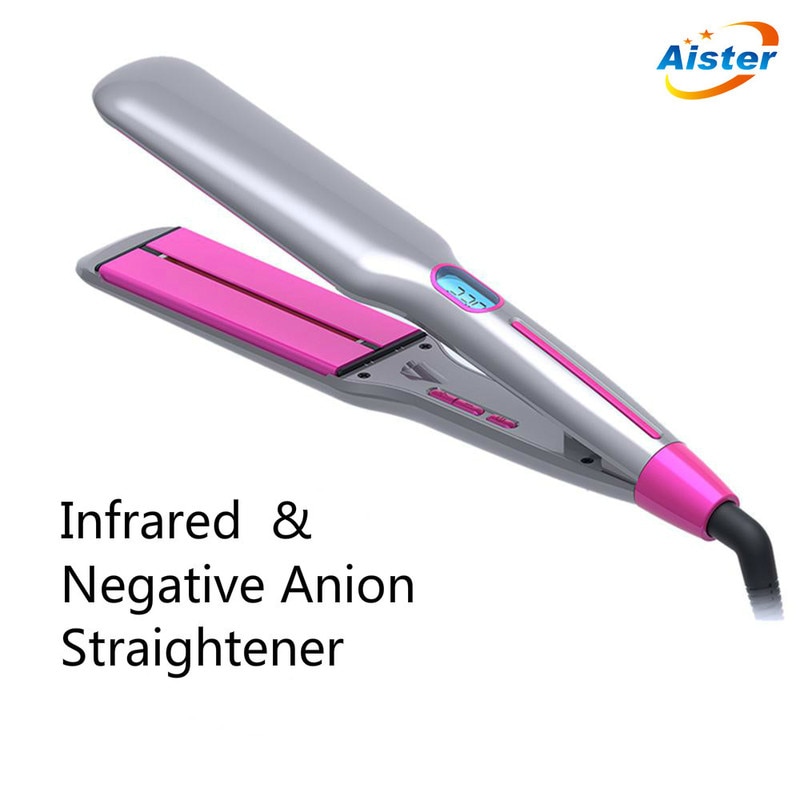 Ceramic Infrared Straightener 3D Wide Plate Hair Flat Iron Ionic Negative Anion Straightener Hair Care Iron