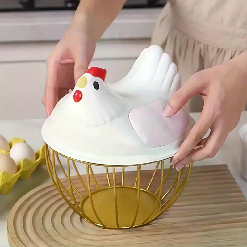 Chicken Egg Basket Metal Wire Chicken Egg Storage Basket Cute Portable Chicken Egg Holder Fresh Egg Holder for Pantry