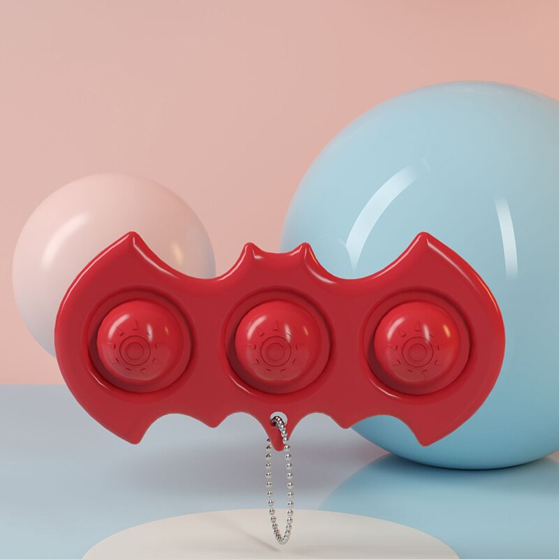 Adult Child Mini Push Bubble Sensory Toy Key Chain Autism Needs Squishy Stress Reliever Toys Funny Anti-stress Fidget Its: Red-DD024M