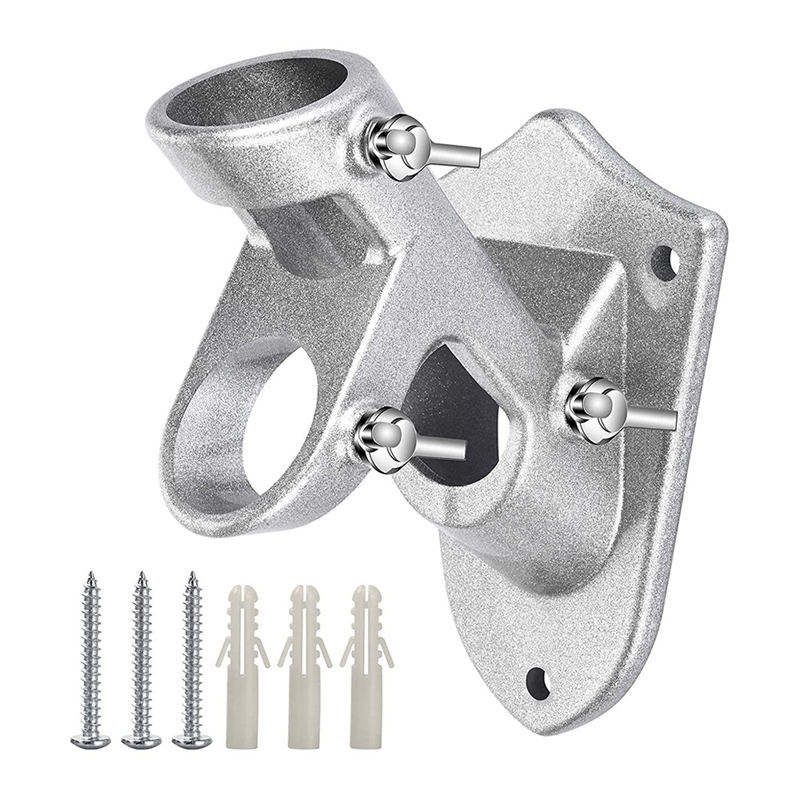 Flag Pole Holder Dual Position Flag Pole Mounting Bracket For House Steel Aluminum Flag Pole Mount Bracket: Silver