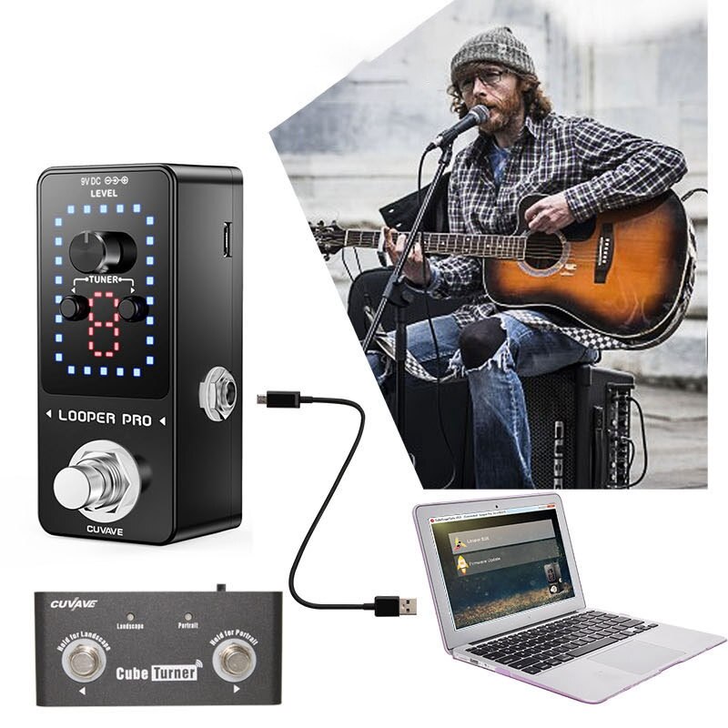CUVAVE LOOPER PRO Erweiterte Gitarre Schleife Pedal Gitarre Teile Effekte Pedal 9 Loops Unbegrenzte Overdubs Gebaut-in Tuner Funktion
