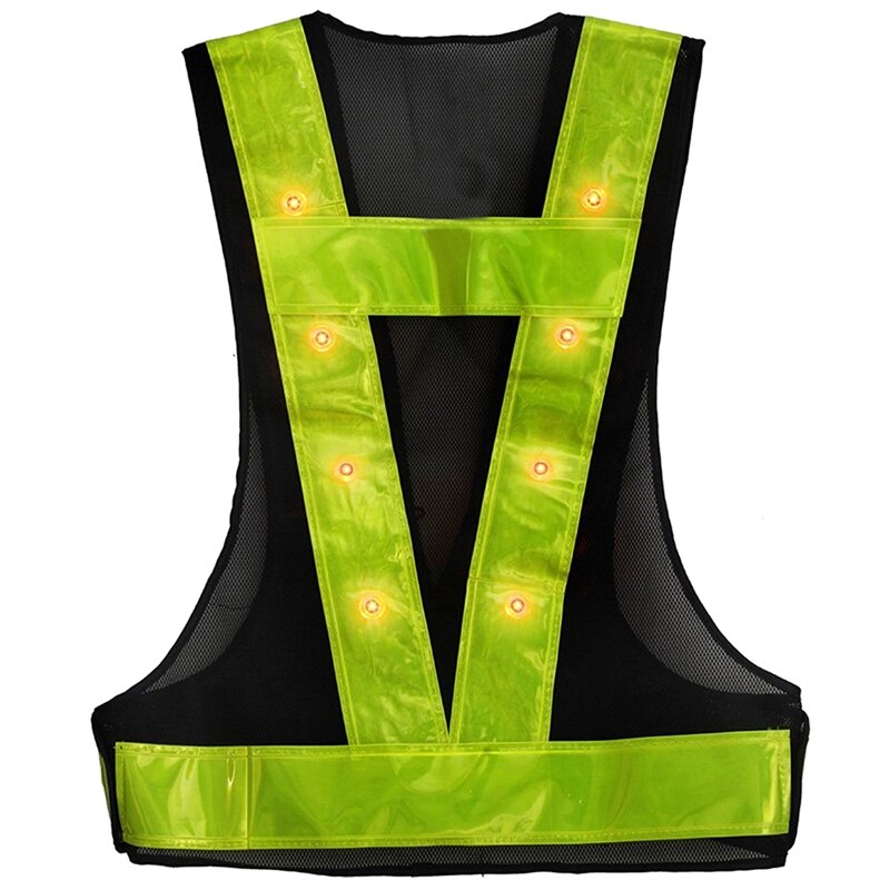 Chaleco de Seguridad 16 LEDs Chaleco de tráfico exterior ropa de advertencia de seguridad nocturna (sin baterías)