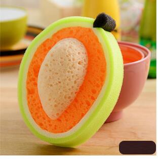 Attractive thicken fruit shape sponge scouring pad magic sponge washing dishes oil resistance thickened magic scouring: mango