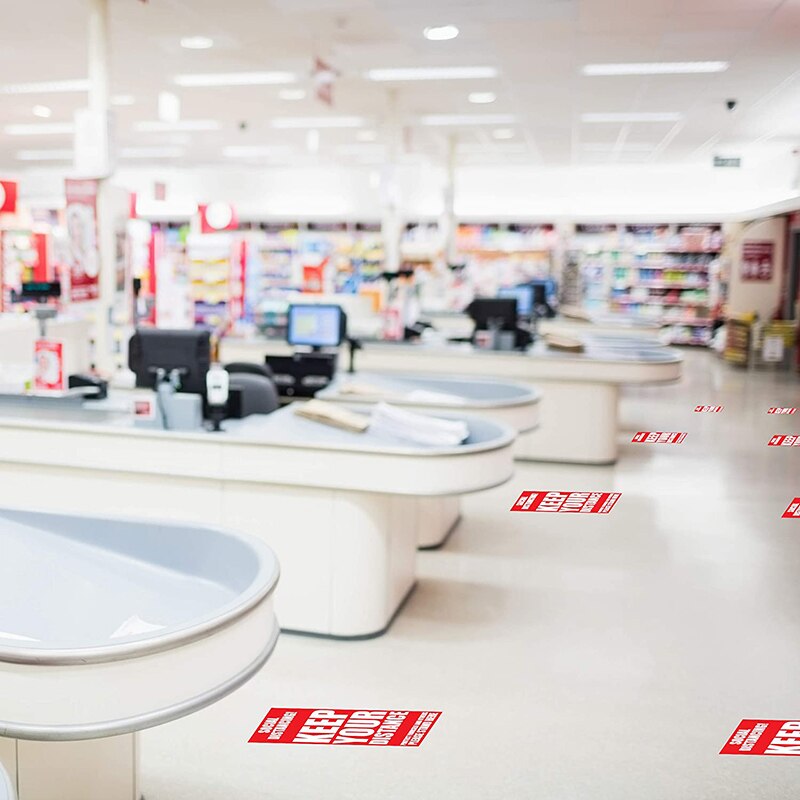 Safety Warning Sticker Keep Your Distance Caution Decal for Public Occassion Market Mall
