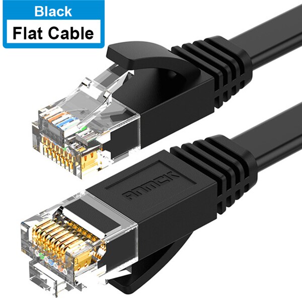 Anmck cavo Ethernet RJ45 Cat6 cavo Lan UTP CAT 6 RJ 45 cavo di rete cavo Patch per computer Desktop Router Modem portatile: Flat Cable - Black / 3m