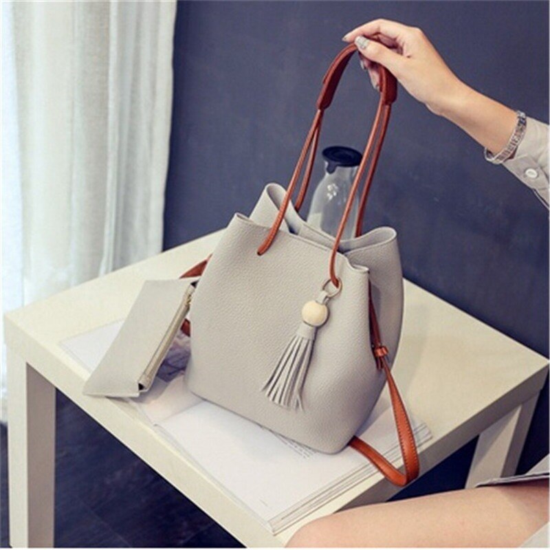 3PCS Composite Bags For Women Bag Sets PU Leather Shoulder Bags Tassel Handbag Casual Tote Composite Messenger Bag: 893940