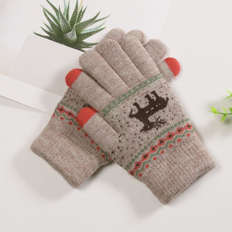 Handschoenen dames winter warm herfst cartoon studenten touchscreen jia hou rong garen gebreide katoenen vingers mannen qi xing che
