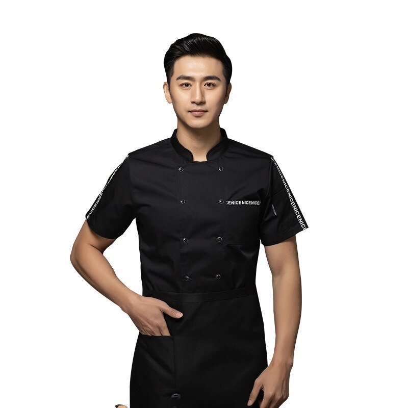 short-sleeved summer hotel kitchen work uniform after western restaurant chef uniform white work clothes men and women