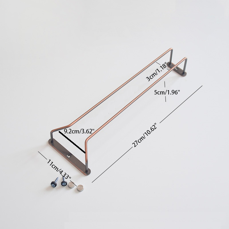 27CM Gold Wire Hanging Rack Under Cabinet Stainless Steel Stemware Hanging Cup Holder Single Row Bronze Kitchen Accessories: 27cm Bronze Rack