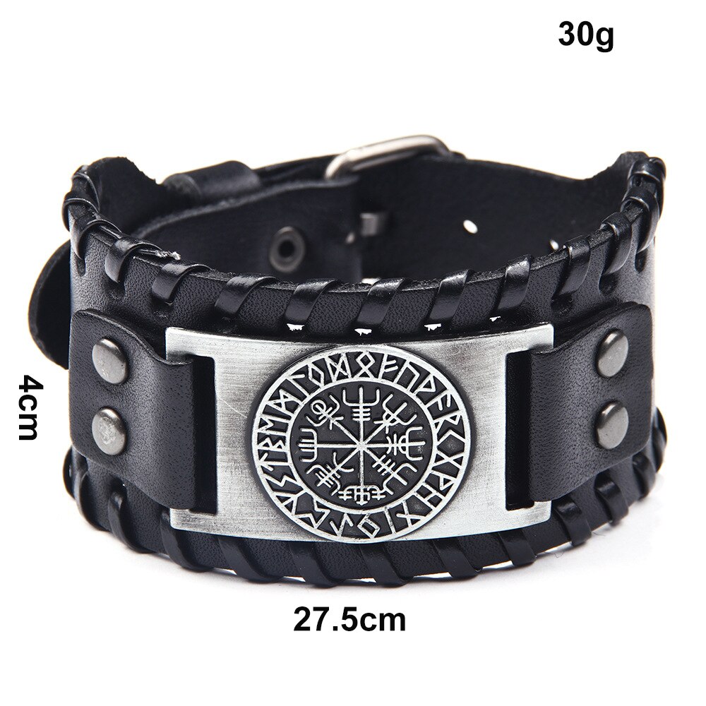 Bracelet rétro en cuir pour hommes, large, boussole de Pirate, bijoux Viking celtiques, accessoires, de fête,