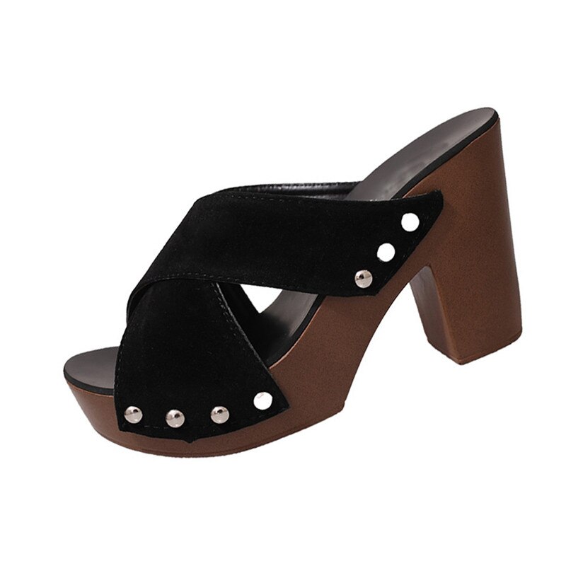 Vogue femmes croix sangle talon épais sandale épaisse à talons hauts bascule bout ouvert sandale Sandalia Feminina Buty Damskie Nice