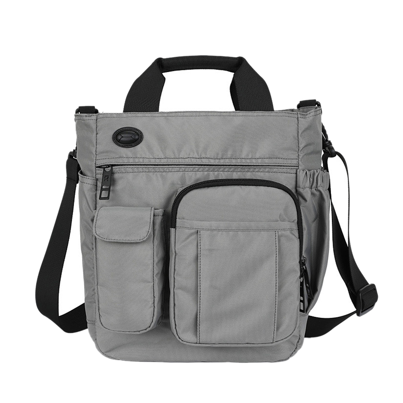 Mannen Multifunctionele Schouder Messenger Bag Met Hoofdtelefoon Gat Waterdichte Nylon Reizen Handtas Grote Capaciteit Opbergzakken XA11C: gray 01