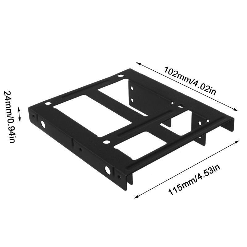 Black Metal Duplo 2.5 "para 3.5" Suporte de Montagem do Disco Rígido Baía 2x2.5 "a 3.5" HDD/SSD Suporte De Montagem Caddy com Parafusos T3LB