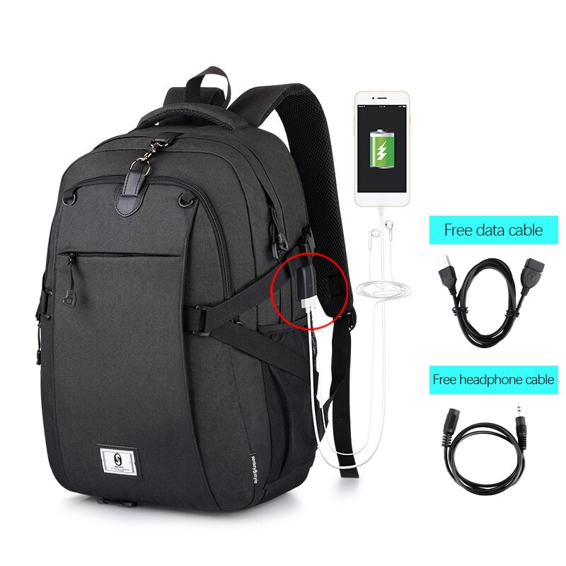 Sport herre ryggsekk basketball fotball herre skolesekk for gutter fotball pakke usb laptop bag fotball nett gym vesker hann: Svart