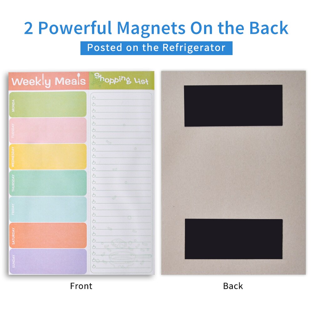 Weekly Meal Planner and Grocery List Magnetic Notepads - 7" x 10" Meal Planning Pad with Tear Off Shopping List for Convenient S