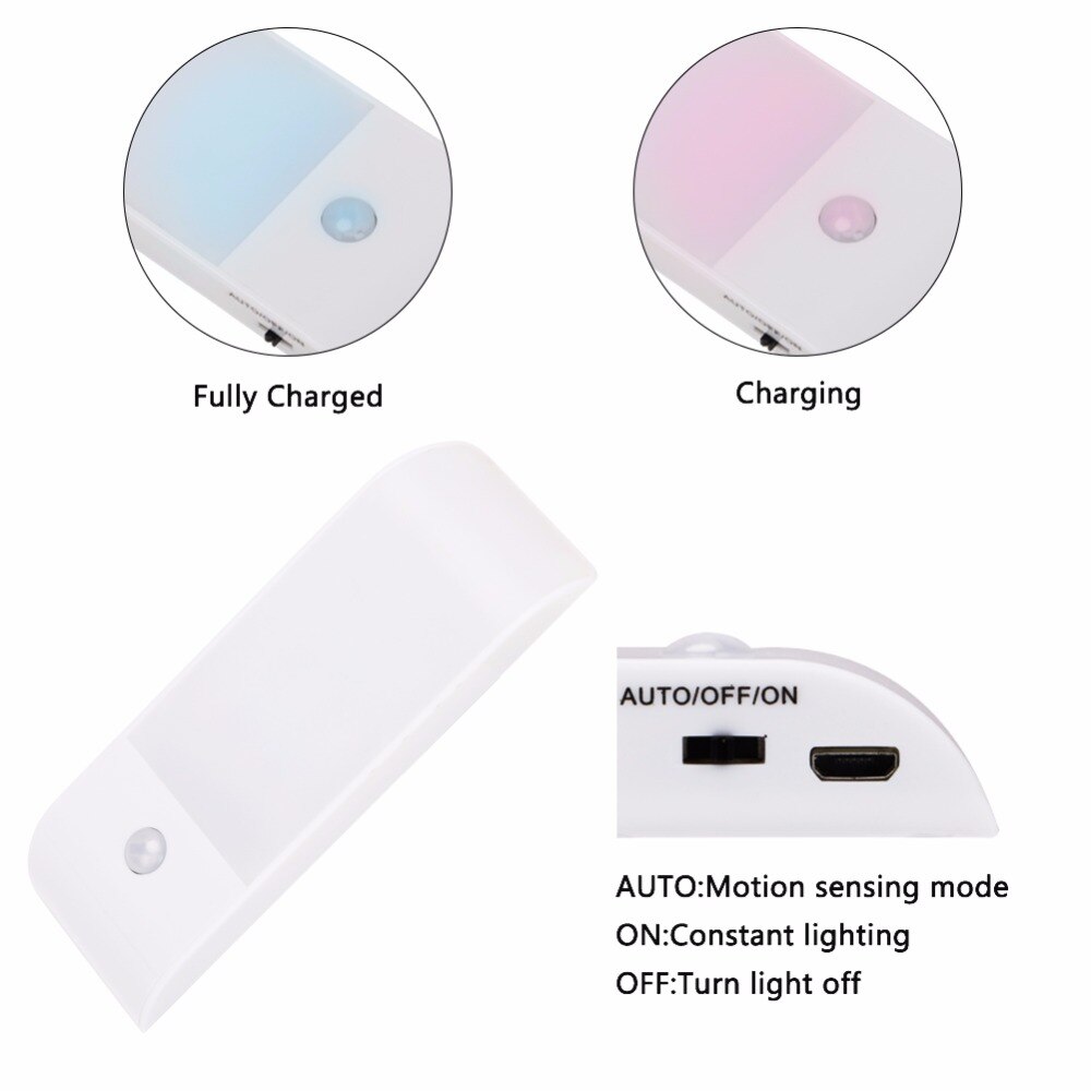 SMD LED Sensor Light USB Oplaadbare Onder Kast Verlichting Magneet PIR Motion Sensor Nachtlampje Voor Closet Garderobe Keuken