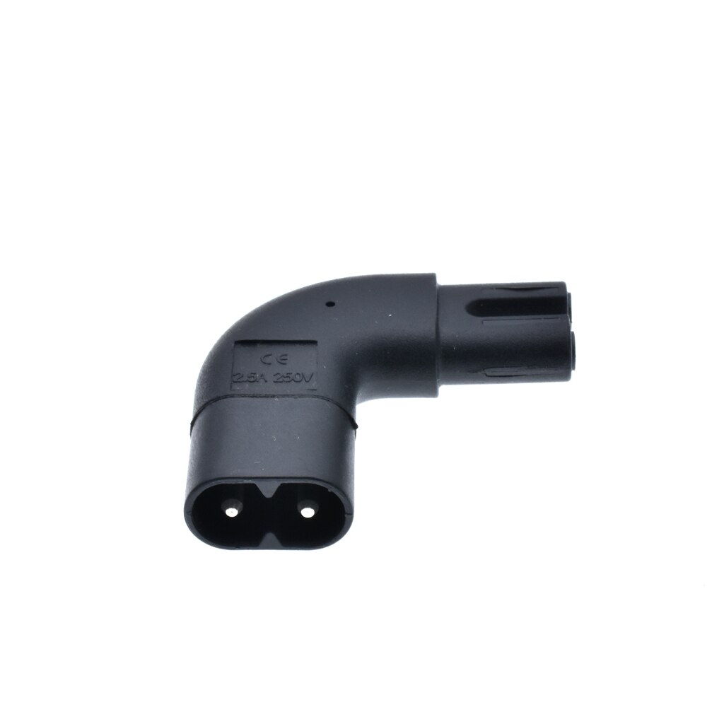 IEC320 iec C7 to C8 male female extension connector 90 degrees up and down angled AC power adapter