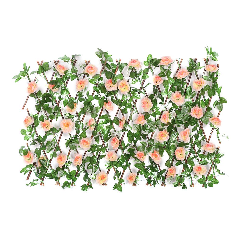 Expanding Wood Fence Artificial Flower Climbing Frame UV Protected Restaurant Privacy Screen Home Wall Decor Garden Accessories
