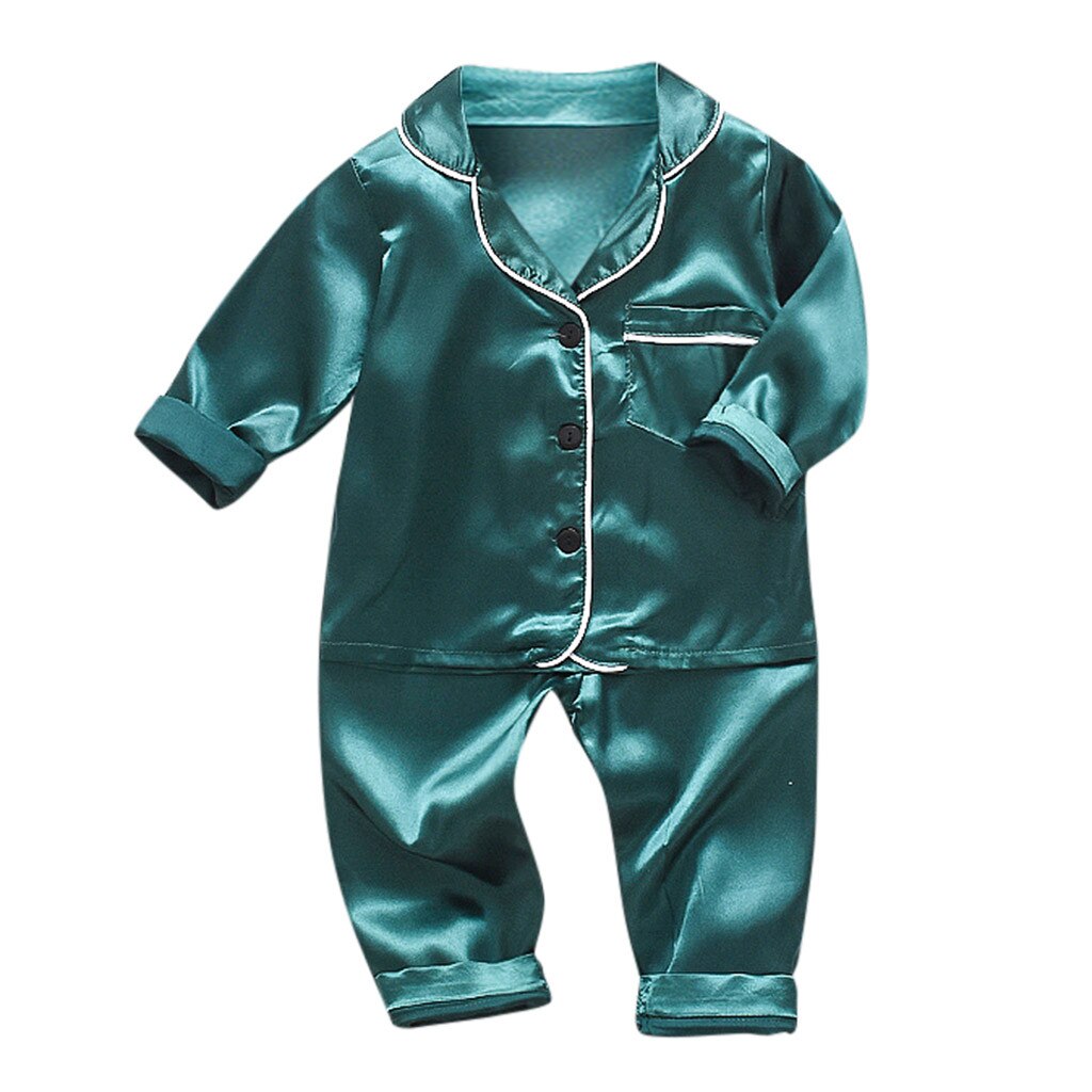 Peuter Baby Jongens Nachtkleding Suits Lange Mouwen Effen Tops + Broek Pyjama Set Kinderen Nachtkleding Outfits Kinderen Homewear Пижама: Green / 2-3 Years